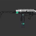 Advanced Sci Fi Weapon with White Green Black Color and Sleek Structural Design 3d model