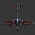 Silver and Red Fighter Jet Model with Aerodynamic Fuselage and Sleek Wings
