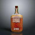 Decorative Orange And Gold Glass Bottle With Intricate Carvings And Embossed Labels For Home Decor