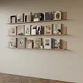 Modern Minimalist Interior With Wall Mounted Wooden Shelves Books And Magazines