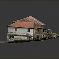 Traditional Two Story Buildings Featuring Red Tiled Roofs Light Colored Exteriors Pathway And Grass