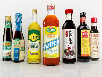 Seasoning combination seasoning bottle old soy sauce oyster sauce mature vinegar sesame oil seasoning kitchen supplies soy sauce sesame oil 3d model
