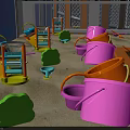 Colorful Plastic Washing Supplies Featuring Buckets Basins in Pink Green Orange for Daily Use
