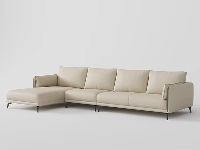 Modern Beige Modular Sofa With Chaise Lounge And Sleek Living Room Design 3d model