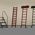 Different Types Of Ladders Including Step Ladder Red And Black Straight Models