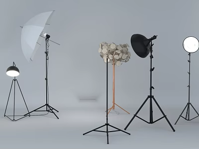 Studio Photography Lighting Combinations With Umbrella Softbox Round Light Honeycomb Light And Tripod Stands 3d model