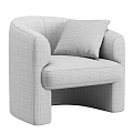 Light Blue Upholstered Accent Chair with Black and White Houndstooth Pillow Modern Rounded Arms Design