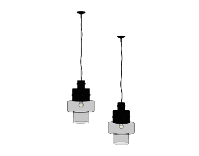 Modern Pendant Lights With Black Upper And Transparent Lower Shades 3d model