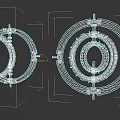 Mechanical Weapon Structure With Multiple Circular Rings And Metal Components 3d model