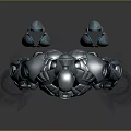 Futuristic Blue Armored Character With Glowing Chest Core And Transparent Mechanical Arms