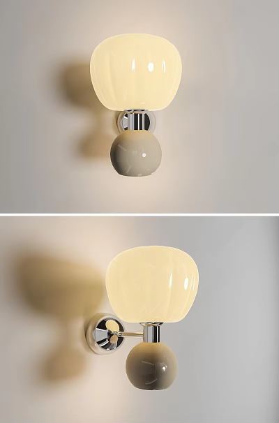 Modern Wall Lamp With Frosted Glass Shade And Soft Warm Glow For Indoor Decoration 3d model