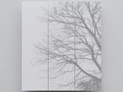 Modern White Wall Panel Design Featuring Tree Branch Shadow And Light Effect 3d model