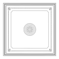 Interior White Background Wall With Central Circular Decorative Pattern And Ornate Border