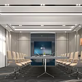Modern Conference Room With Long Table Leather Chairs And Large Screen 3d model