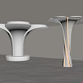 Two Modern White Sculptural Pedestals In Minimalist Interior With Light Floor