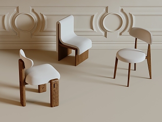 Quiet Dining Chair Single Chair Fabric Single Chair 3d model