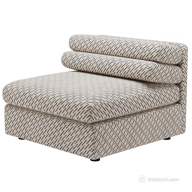Modern Upholstered Armchair With Neutral Geometric Pattern Fabric And Plush Armrests 3d model 