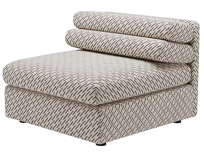 Modern Upholstered Armchair With Neutral Geometric Pattern Fabric And Plush Armrests 3d model