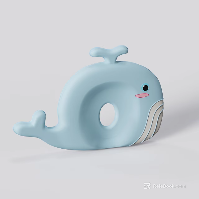 Cute Light Blue Whale Shaped Pillow for Kids Bedroom Decor 3d model 