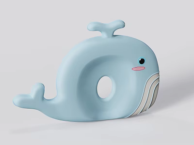 Cute Light Blue Whale Shaped Pillow for Kids Bedroom Decor 3d model