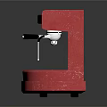 Red Espresso Coffee Machine With Dual Spouts Control Buttons And Steam Wand