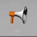Portable Electronic Megaphone With Orange Handle White Speaker And Black Rim Design