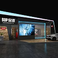 Modern Showroom With Digital Display Screens Advertisement Panels And White Furniture