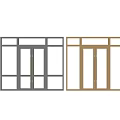Black and Brown Double Doors with Glass Panels and Metal Handles