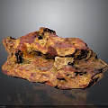 Natural Red Yellow Stone Material With Textured Surface And Raw Irregular Shape 3d model