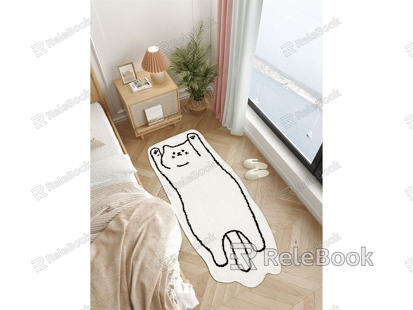 Nordic Square Carpet Bedroom Cartoon Bedside Mat model