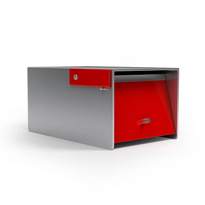 Public Mailbox With Red And Gray Exterior Design And Secure Lockable Mail Slot 3d model