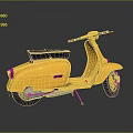 Vintage Yellow Scooter With Black Seat And Metallic Parts On Reflective Surface