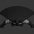 Detailed Batman Costume With Cape And Standing Pose On Gray Background