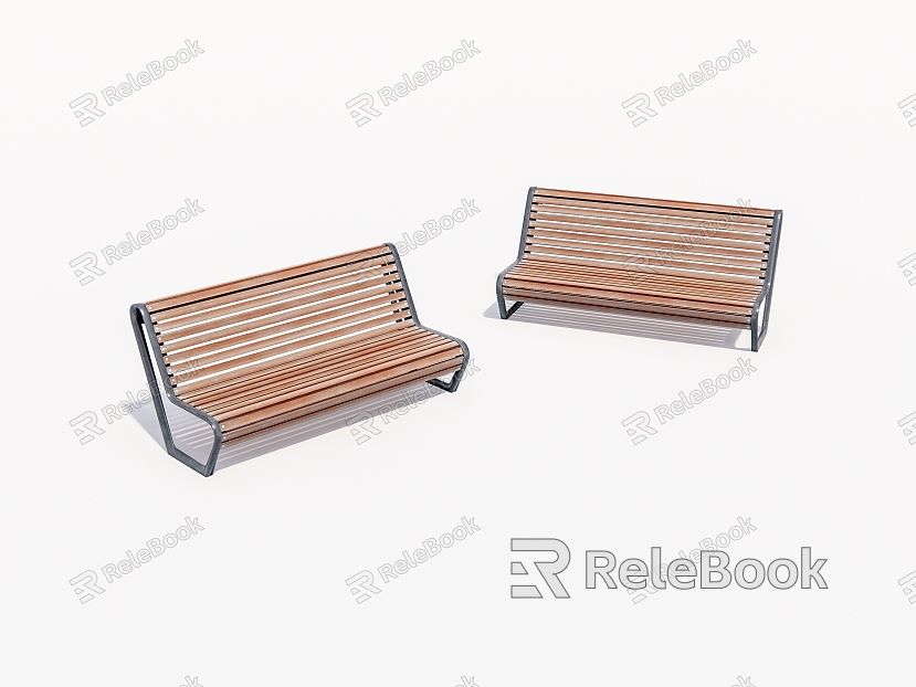 Old Outdoor Long Wooden Chair model