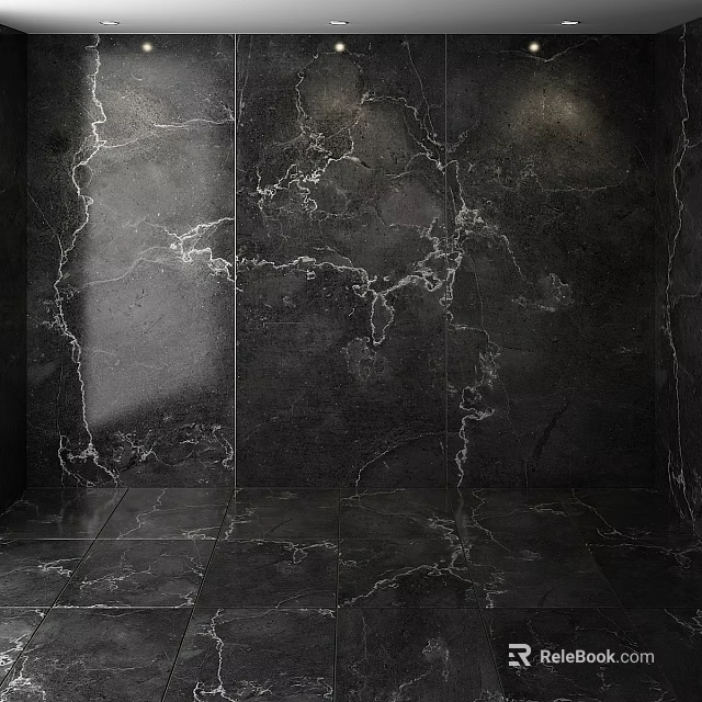 Black Marble Wall And Floor Components With White Veins And Smooth Surface 3d model