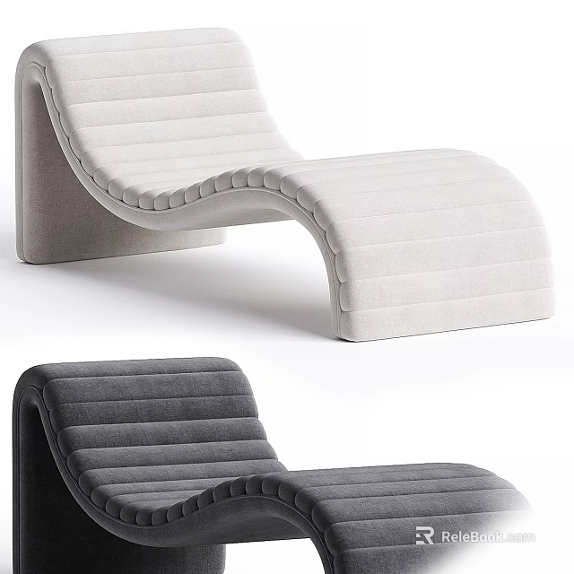 Modern Velvet Lounge Chair With Light And Dark Gray Hues And Tufted Stripes 3d model 