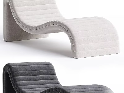 Modern Velvet Lounge Chair With Light And Dark Gray Hues And Tufted Stripes 3d model