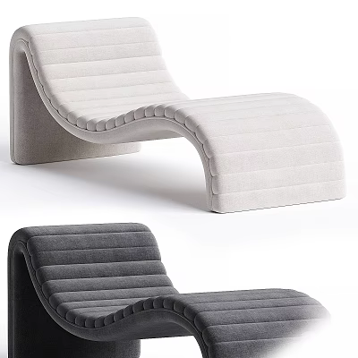 Modern Velvet Lounge Chair With Light And Dark Gray Hues And Tufted Stripes 3d model