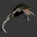 Prehistoric Aquatic Reptile Creature With Open Mouth Sharp Teeth And Scaly Skin