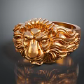 Gold Lion Head Ring Design with Detailed Craftsmanship and Shiny Finish