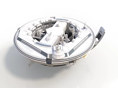 Circular Space Station 3D Model Structure With Antennas And Platform Components 3d model