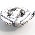 Circular Space Station 3D Model Structure With Antennas And Platform Components