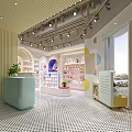 Modern Specialty Store Interior With Colorful Display Shelves And Bright Lighting
