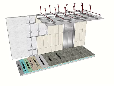 Elevator Structure Design with Guide Rails Car Supporting Frame and Floor Components 3d model