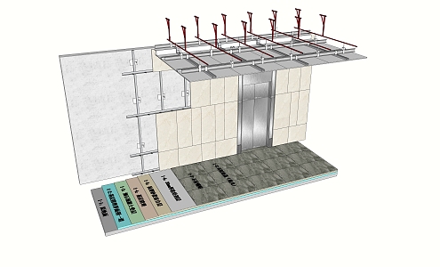 modern elevator hall 3d model