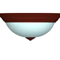 Elegant Ceiling Light With Red Carved Frame And White Lampshade 3d model
