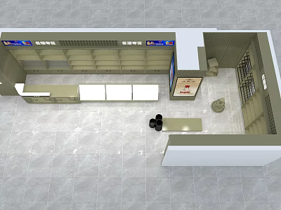 Tobacco and Liquor Store Interior Layout With Shelves Counter And Display Area 3d model