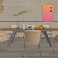 Modern Outdoor Tables and Chairs Coffee Shop Commercial Outboard Fruit Vase Ornaments Modern Dining Table 3d model