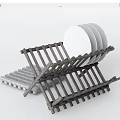 Dinnerware Set With Black Dish Rack And White Plates For Kitchen Use 3d model