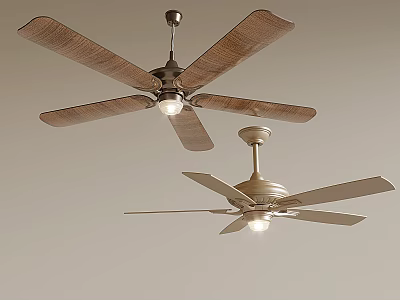 Modern Ceiling Light Fans With Wooden Blades In Two Different Colors For Home Interior 3d model